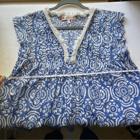 Jude Connally Blue and White Floral Tunic Beach Coverup Dress Size Small - Picture 7 of 9